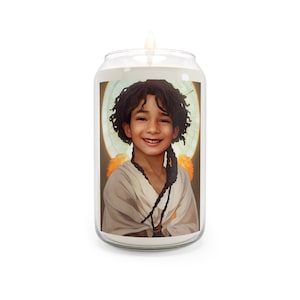 Eyael Candle  - Scented Candle, 13.75oz - Religious Prayer Candle - Guardian Angel artwork - Divine Inspired Angel Magic Oracle Art