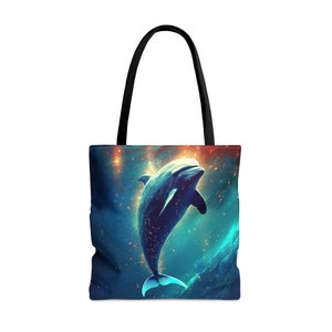Sac fourre-tout « dauphin » animal cosmique - grand moyen petit - sac artistique - carte de pont Oracle - sac à main double face - sac de transport - Oracle magique