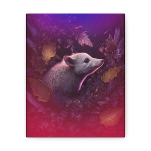 Kosmisch dier 'Opossum' - in galerij gewikkelde canvasprint - Oracle Deck Image Print - mixed mediakunst - magische goddelijke orakelkunst