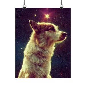Kosmisches Tier 'Dog' Poster Print - Orakel Card Series Kunstdruck - Mehrere Größen - Premium Matte Vertikale Poster - Magische Wahrsagung