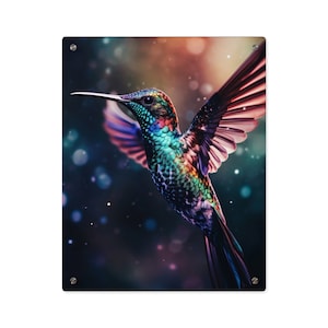 Kosmische Tier 'Kolibri' Acryl Wand Kunst Tafel - Fertig zum Aufhängen - Tarot Karten Kunst - Göttliche Orakel Tarot Weissagung Kunstwerk