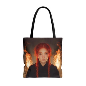 Sac fourre-tout Tarot « Cinq baguettes » - grand moyen petit - sac artistique - jeu de cartes de jeu de tarot - sac à main double face - sac de transport - oracle magique