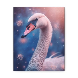 Kosmisch dier 'Zwaan' - in galerie verpakte canvasprint - Oracle Deck Image Print - Mixed Media Art - Magic Divine Oracle Art