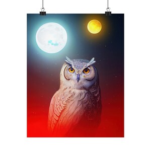 Posterprint kosmisch dier 'uil' - Oracle Card Series Art Print - Meerdere formaten - Premium matte verticale posters - magische waarzeggerij