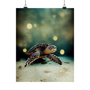 Kosmische dierenposter 'Zeeschildpad' - Oracle Card Series Art Print - Meerdere formaten - Premium matte verticale posters - magische waarzeggerij