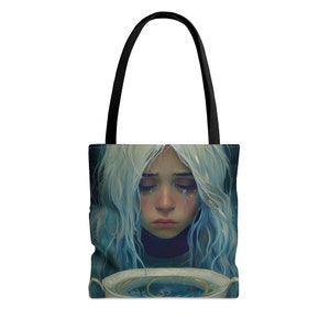 Sac fourre-tout Tarot « Quatre tasses » - Grand moyen petit - Sac artistique - Cartes de jeu de tarot - Sac à main double face - Sac de transport - Oracle magique