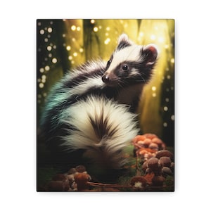 Kosmisch dier 'Skunk' - in galerie verpakte canvasprint - Oracle Deck Image Print - Mixed Media Art - Magic Divine Oracle Art