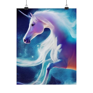 Posterprint kosmisch dier 'Eenhoorn' - Oracle Card Series Art Print - Meerdere formaten - Premium matte verticale posters - magische waarzeggerij