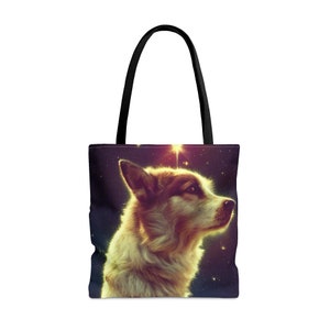 Kosmische Tier 'Hund' Einkaufstasche - groß, mittel klein - Kunsttasche - Orakel Deck Karte - doppelseitige Geldbörse - Trage alle Tasche - magisches Orakel