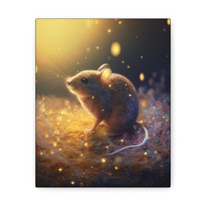Kosmisch dier 'Muis' - in galerie verpakte canvasprint - Oracle Deck Image Print - Mixed Media Art - magische goddelijke orakelkunst