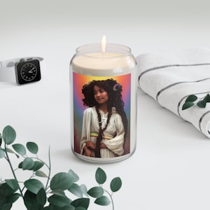 Asaliah Candle  - Scented Candle, 13.75oz - Religious Prayer Candle - Guardian Angel artwork - Divine Inspired Angel Magic Oracle Art