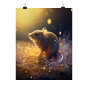 Posterprint kosmisch dier 'muis' - Oracle Card Series Art Print - Meerdere formaten - Premium matte verticale posters - magische waarzeggerij