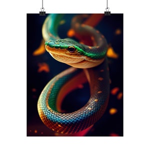 Posterprint kosmisch dier 'slang' - Oracle Card Series Art Print - Meerdere formaten - Premium matte verticale posters - magische waarzeggerij
