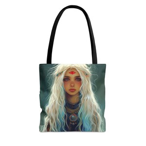 Sac fourre-tout Tarot « Seven of Cups » - grand moyen petit - pochette artistique - jeu de cartes de jeu de tarot - sac à main double face - sac de transport - oracle magique
