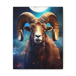 Kosmisch dier 'Ram' - in galerij gewikkelde canvasprint - Oracle Deck Image Print - Mixed Media Art - magische goddelijke orakelkunst