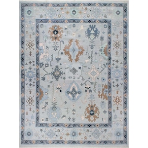 Oushak rug 9x12 Grey Turkish knot Hand-knotted Vintage Modern large Area Rug 9x12 for living room, Bedroom, Kitchen and home decor gifts.