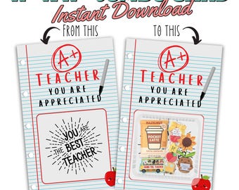 Teacher Appreciation Jumbo Card Instant Download - Best Teacher Ever Candy Snack Gift Card - Blister Pack DIY Treat Card