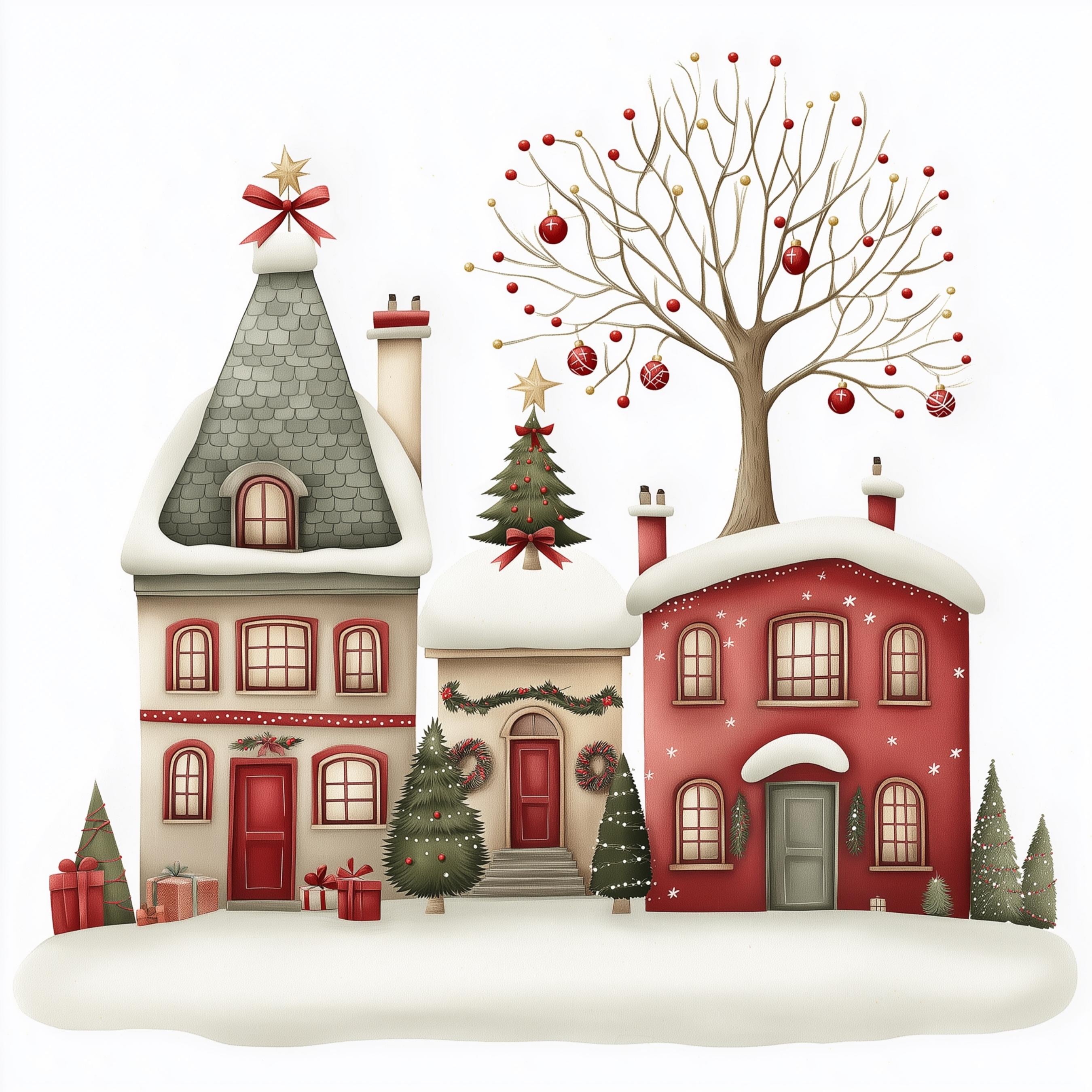 Christmas Row Houses Digital Pages | Holiday Printable Digital ...