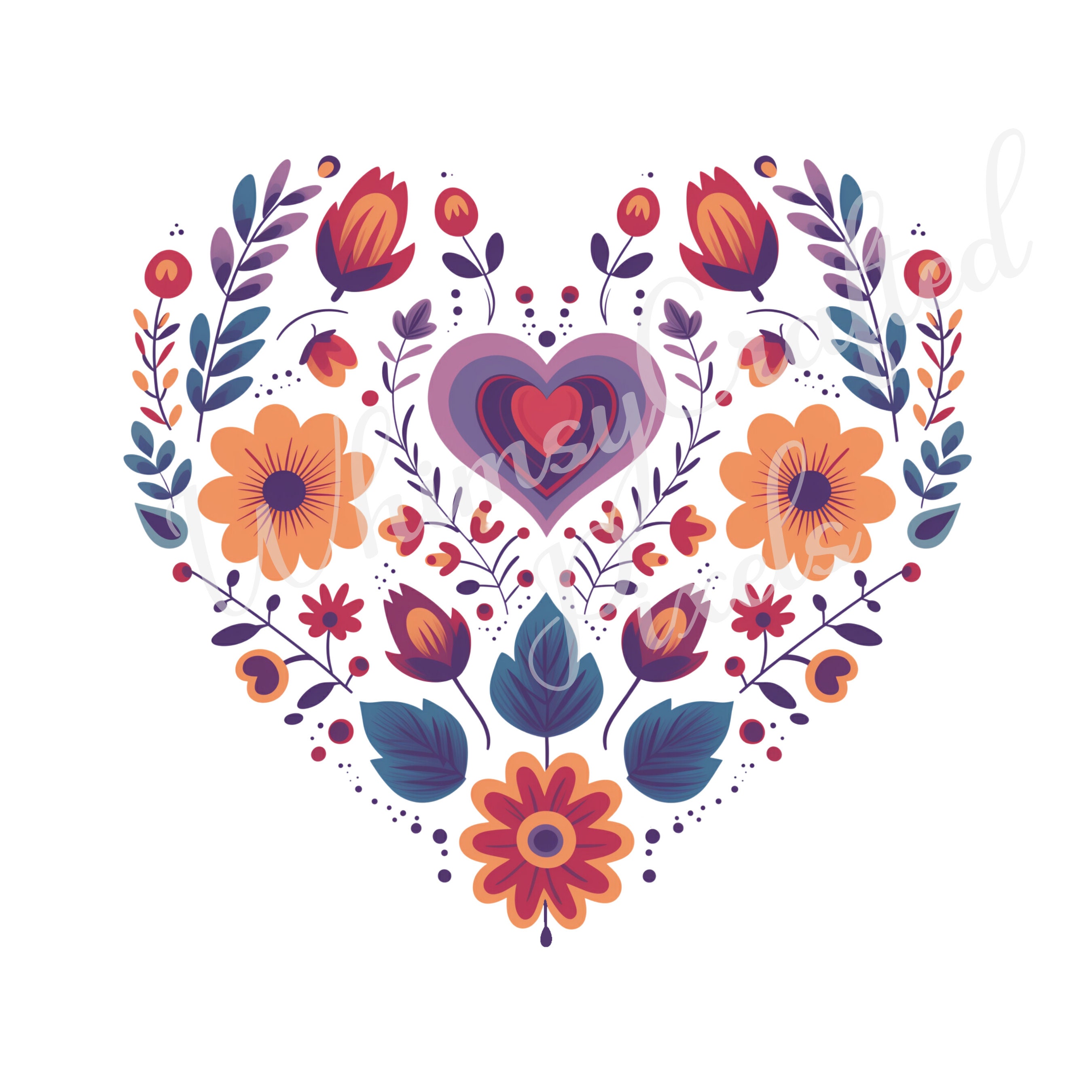 Floral Heart Clip Art Set | Pretty Digital Images | for Scrapbooks ...