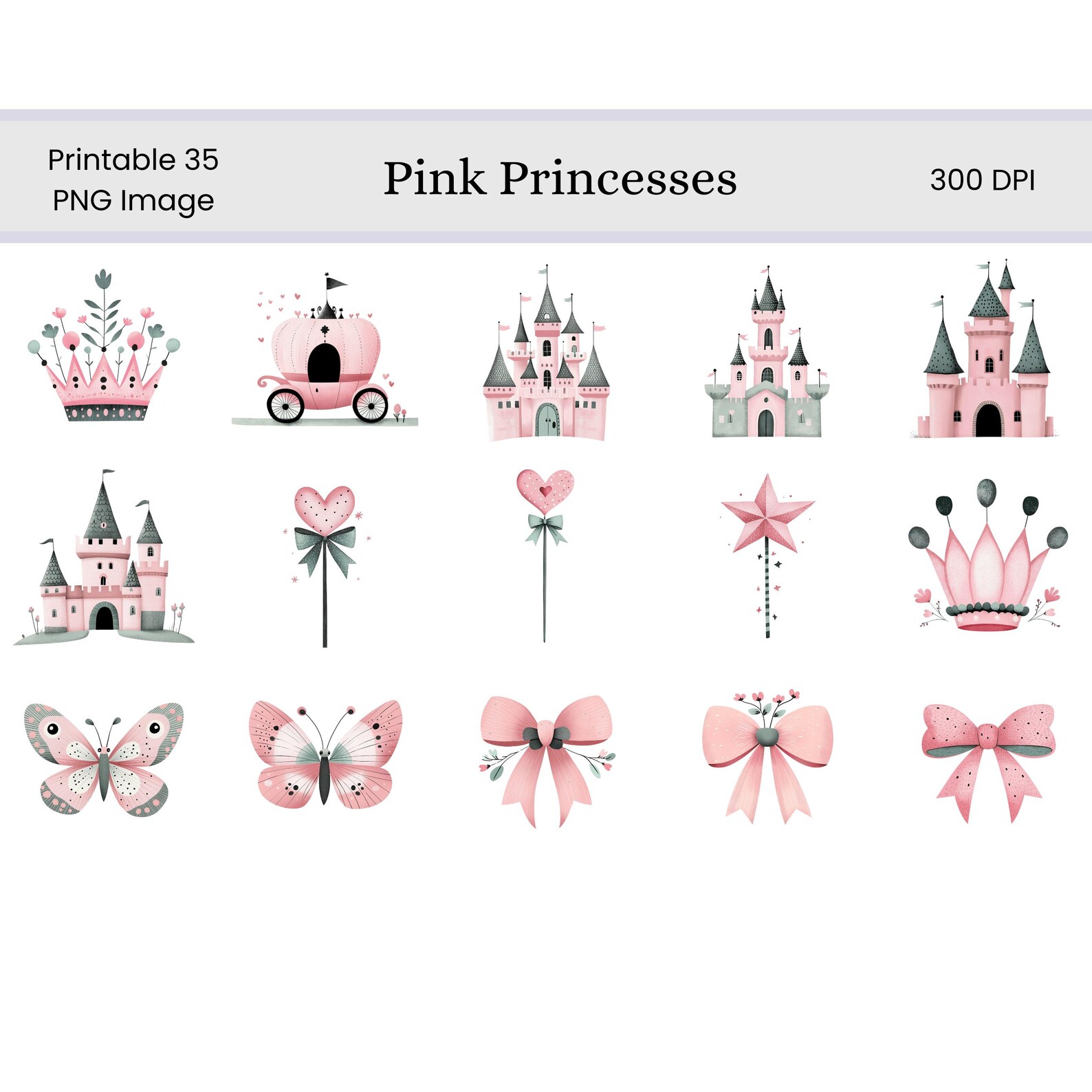 Cute Pink Princesses Clip Art Set | Digital Princess Images ...