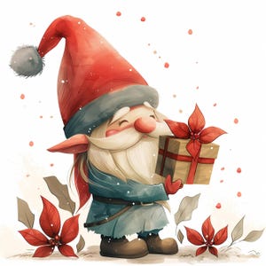 Cute Christmas Gnomes Digital Pages | Holiday Printable Digital Backgrounds | For Scrapbooks, Card Making, Crafts | Commercial Use JPGs