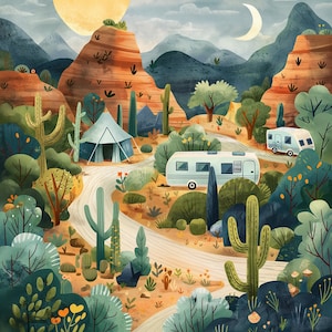 Pages numériques pour les terrains de camping lunatiques | arrière-plans numériques imprimables amusants | Pour scrapbooking, fabrication de cartes, travaux manuels | Fichiers JPG à usage commercial