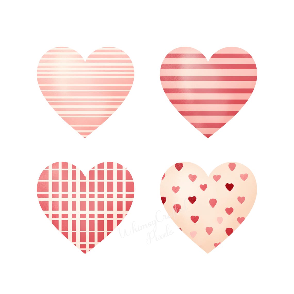 Sets of Pink Hearts Clip Art Set | Valentine Digital Images for ...