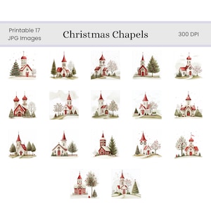 Charming Christmas Chapels Digital Pages | Holiday Printable Digital ...