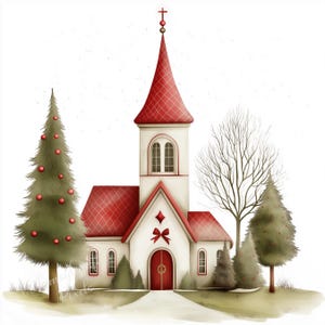 Charming Christmas Chapels Digital Pages | Holiday Printable Digital ...