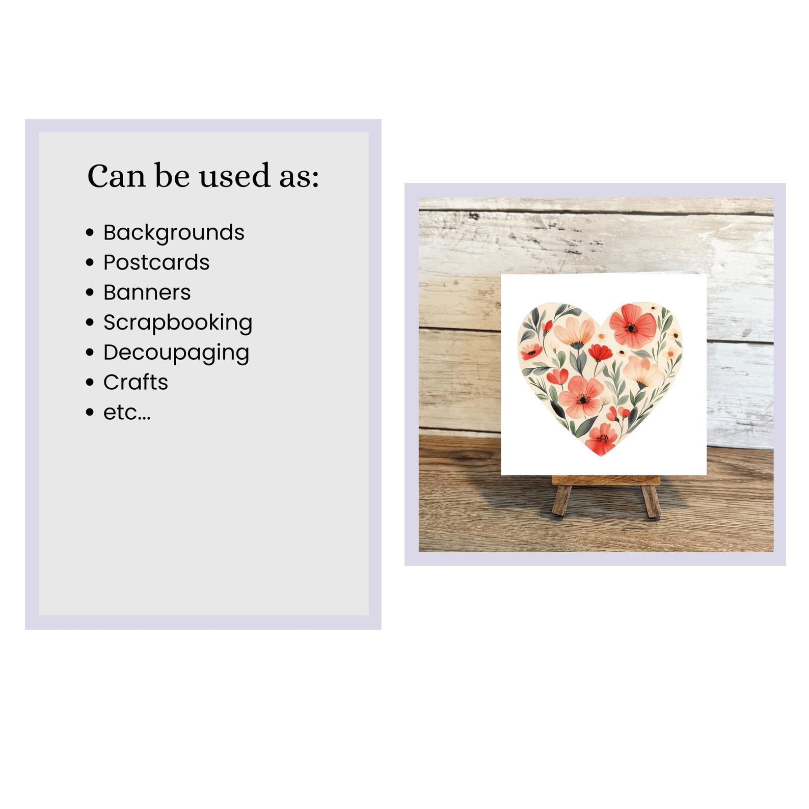Poppy Floral Heart Clip Art Set | Valentine Digital Images for ...