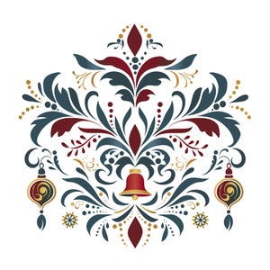 Christmas Damask Clip Art Set | Holiday Digital Images | Scrapbooks, Card Making, Crafts | Commercial Use PNGs | Transparent Backgrounds