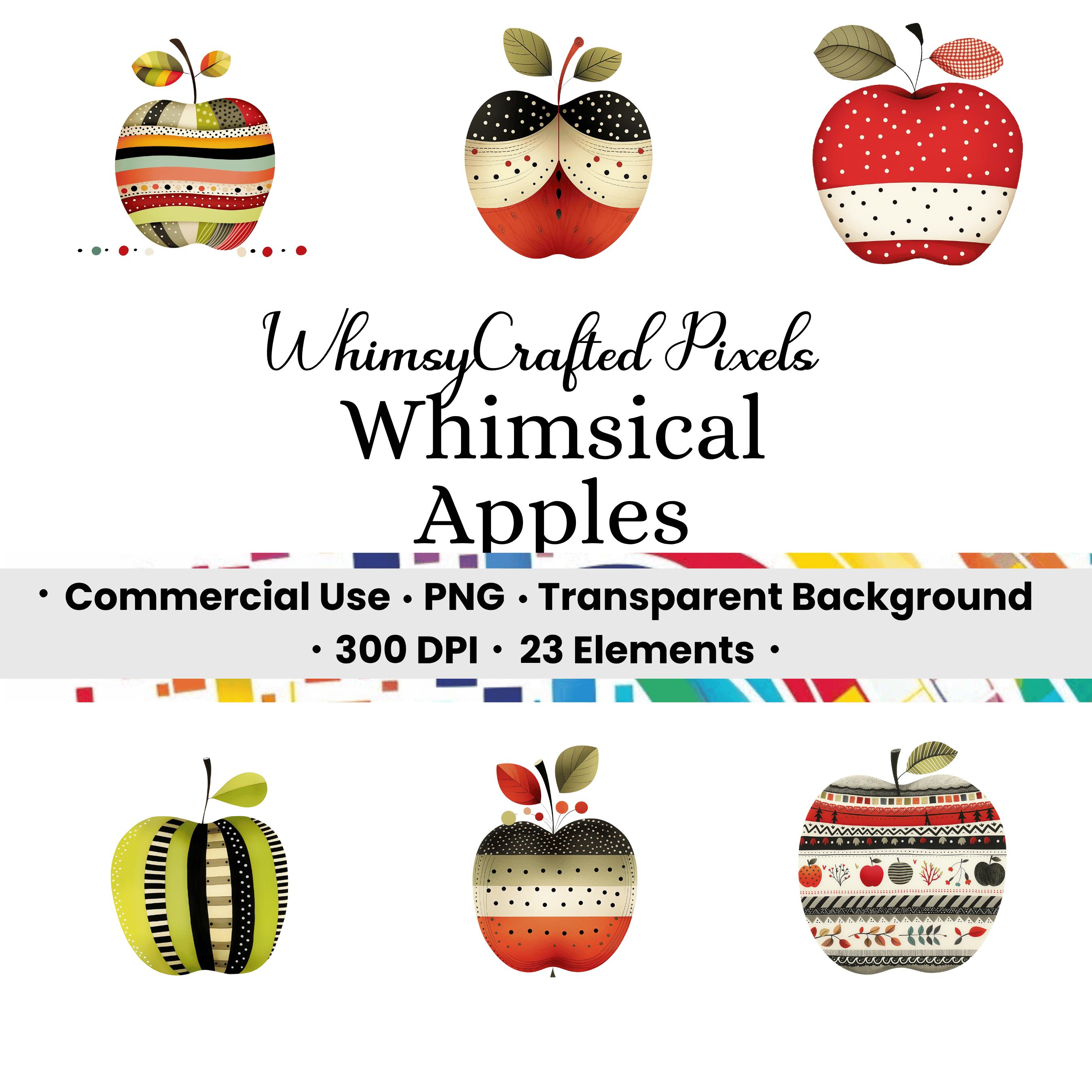Whimsy Apple Design Whimsical Apples Clip Art Set | Digital Apple Images for Scrapbooks ...