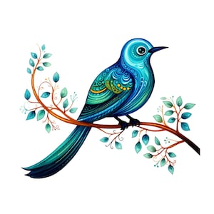 Ensemble de cliparts d'oiseaux doodle colorés | Images numériques amusantes | Pour scrapbooking, fabrication de cartes, travaux manuels | PNG à usage commercial | Arrière-plans transparents
