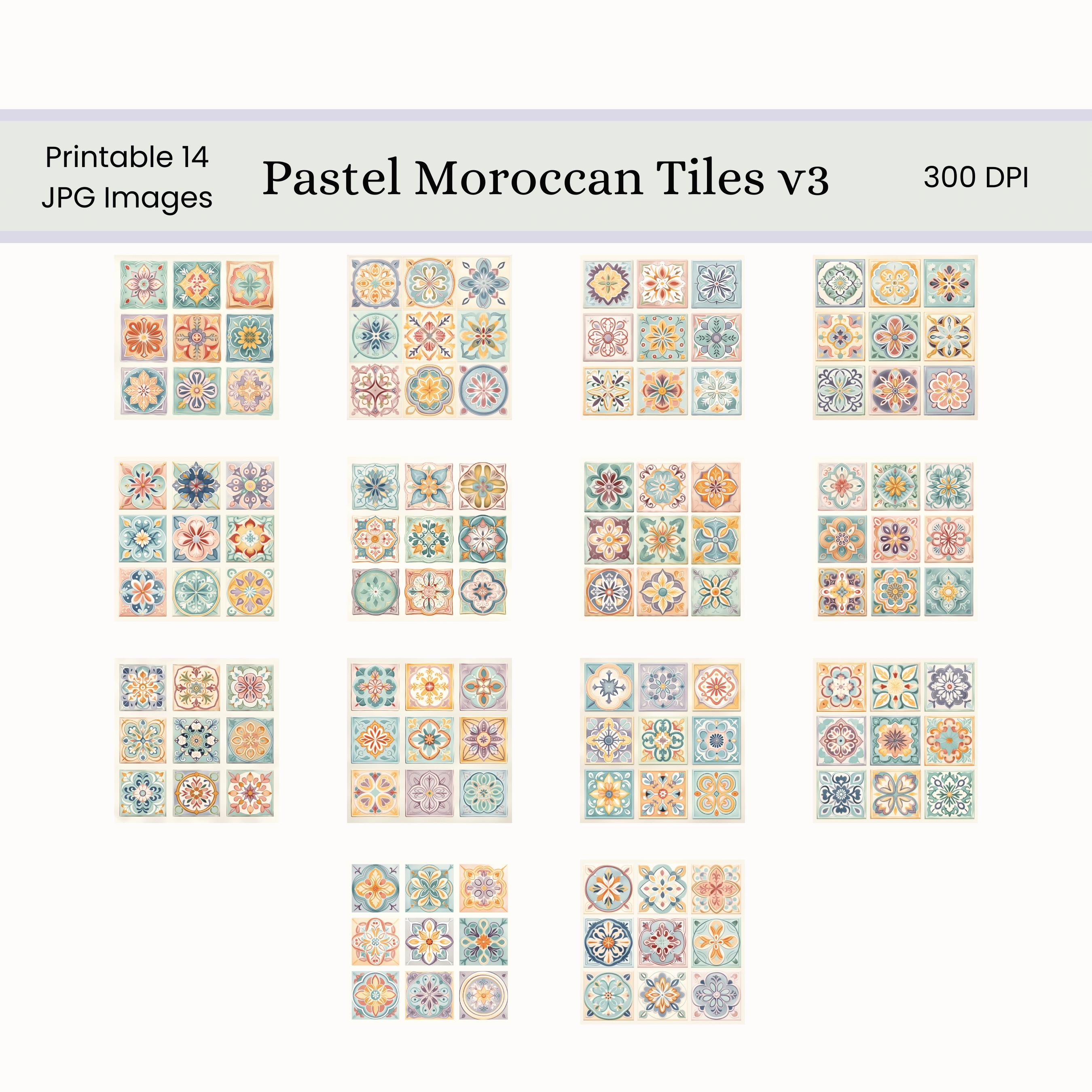 Pastel Moroccan Tiles V3 Digital Pages | Printable Digital Tile ...