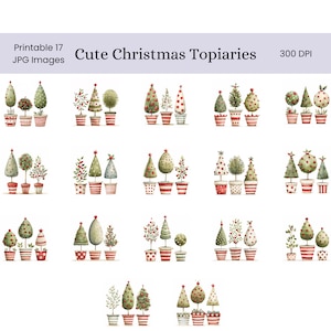 Cute Christmas Topiaries Digital Pages | Holiday Printable Digital ...