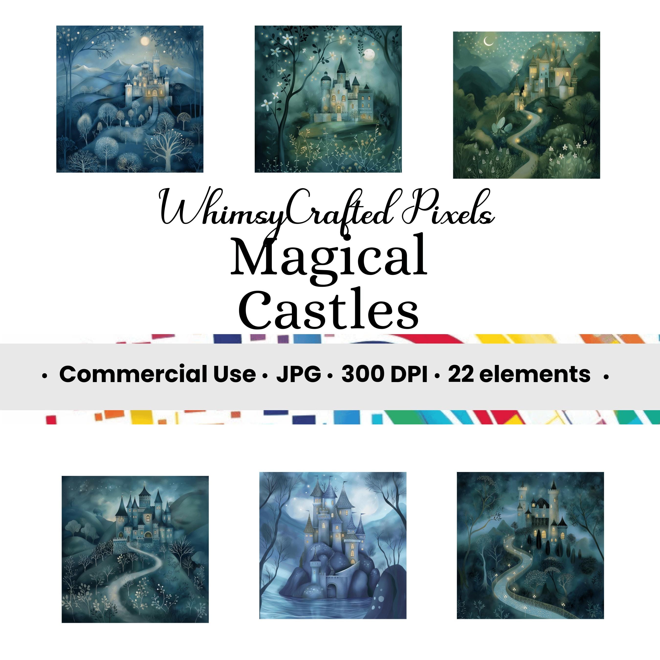 Magical Castles Digital Pages | Fantasy Printable Digital Backgrounds ...