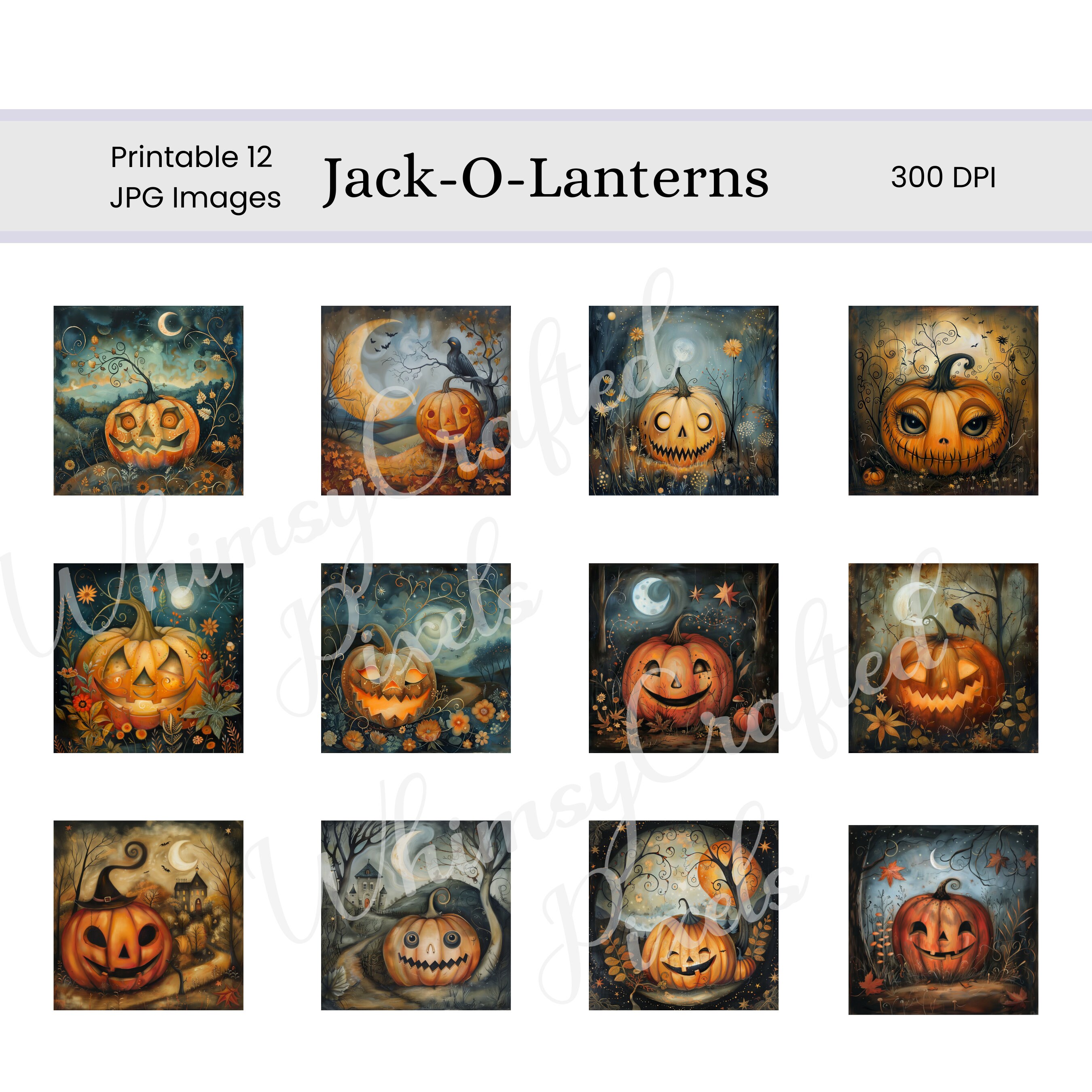 Jack-o-lantern Digital Pages | Halloween Printable Digital Backgrounds ...