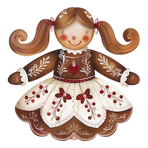Conjunto de clipart de mulheres de gengibre | Imagens digitais de férias | Para álbuns de recortes, confecção de cartões, artesanato | PNGs de uso comercial | Fundo Transparente