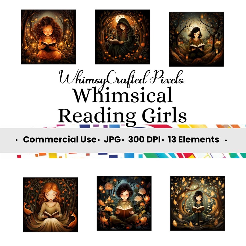 Whimsy Reading Whimsical Reading Girls Digital Pages | Cute Printable Digital ...