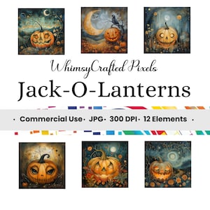 Jack-o-lantern Digital Pages | Halloween Printable Digital Backgrounds ...