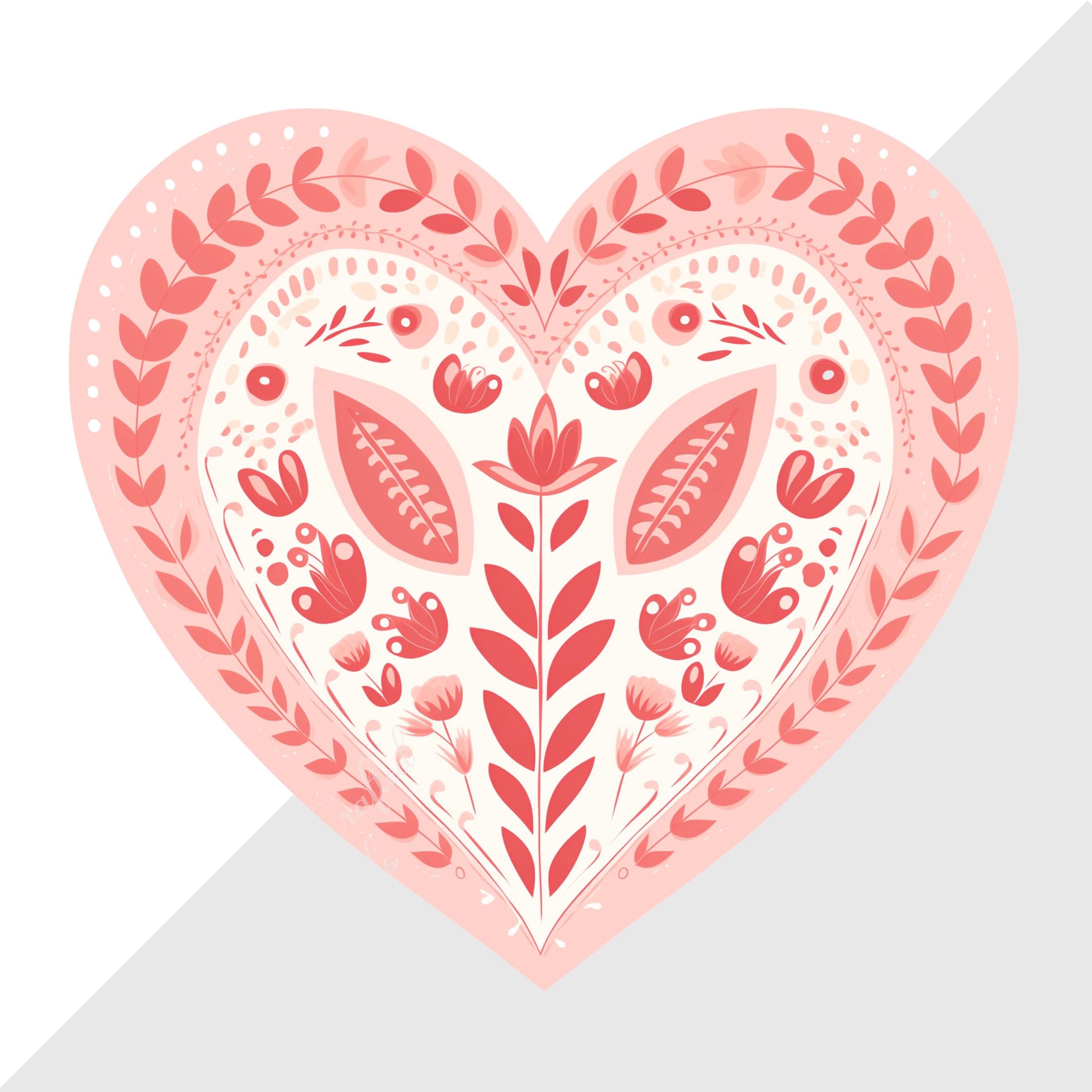 Pink Folk Art Hearts Clip Art Set | Valentine Digital Images for ...