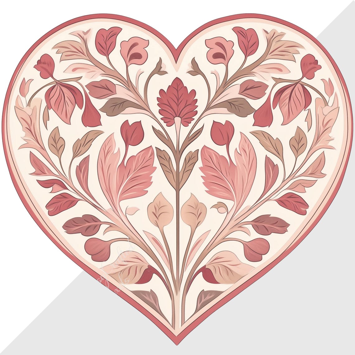 Pink Floral Heart Clip Art Set | Valentine Digital Images for ...