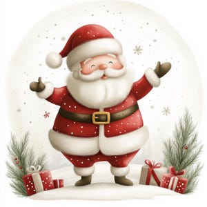 Páginas digitais de Papai Noel encantadoras | Fundos digitais imprimíveis de Papai Noel | Para álbuns de recortes, criação de cartões, artesanato | JPGs de uso comercial
