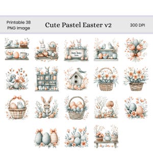 Cute Pastel Easter V2 Clip Art Set | Easter Digital Images | Scrapbooks ...