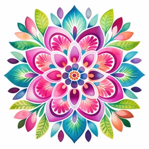 Pagine digitali mandala floreali / Divertenti sfondi digitali stampabili / Per album di ritagli, creazione di cartoline, artigianato / JPG per uso commerciale