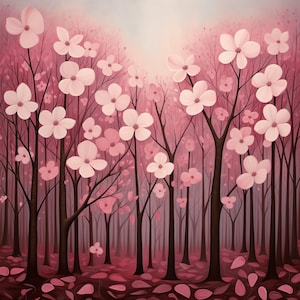 Páginas Digitais de Dogwoods Caprichosos | Fundos Digitais de Dogwood Imprimíveis para Scrapbooks, Criação de Cartões, Artesanato | JPGs de Uso Comercial