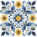 Blue and Yellow Floral Tiles Digital Pages | Floral Printable Digital ...