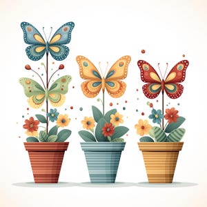 Pages numériques fleurs papillon | Arrière-plans numériques imprimables papillon mignon | Pour scrapbooking, fabrication de cartes, travaux manuels | Fichiers JPG à usage commercial
