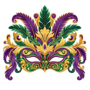 Clipart-set voor Mardi Gras-maskers | Feestelijke digitale afbeeldingen voor plakboeken, kaarten maken en knutselen | PNG's voor commercieel gebruik | Transparante achtergronden