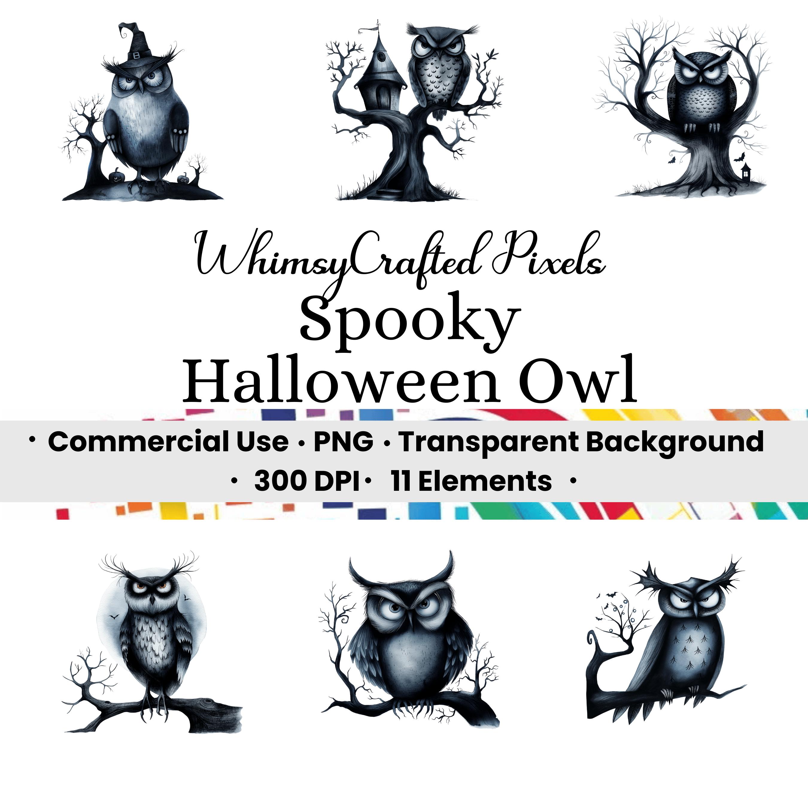 Spooky Owls Clip Art Set | Digital Halloween Images for Scrapbooks ...
